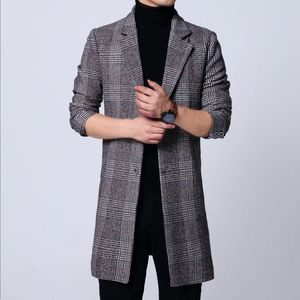 Heren Trench Coats Isurvivor 2021 Windendaar Jack Autumn Coat Casual Plaid Clothing Long Fashion Section