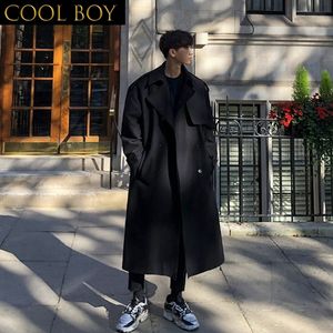 Heren Trench Coats J Girls Lange mannen Hoogwaardige Comfort Winddicht Loose Tieners Trendy Ulzzang Herfst mannen Out -wear AllMatch Daily Chic 230413