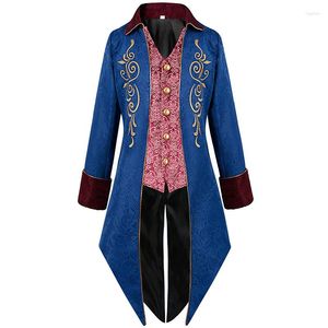 Trench Coats Men's Jacquard Embroderie Veste gothique médiévale Coablage victorien Steampunk Tailcoat Halloween Party Costume