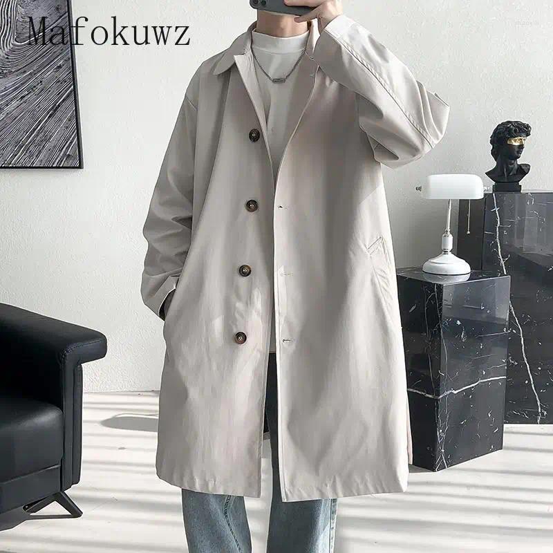 Heren Trench Coats Japanse revers Mid-lengte Windendaar Large maat losse casual High Street Persoonlijkheid Overjassen Jassen Tops mannelijke kleding