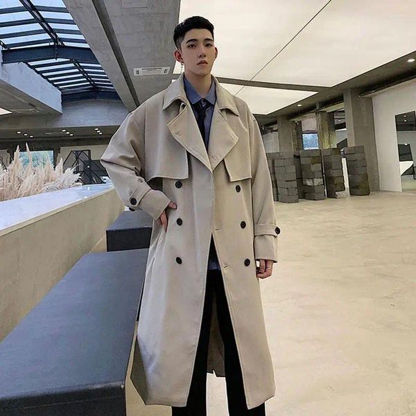 Gabardinas para hombres Estilo japonés Cortavientos de longitud media Jóvenes Británicos Guapo High Street Causal Abrigo suelto Chaquetas sobre la rodilla Hombre