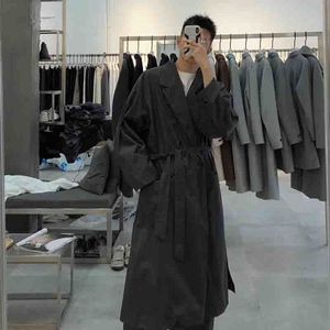 Trenchs pour hommes style yuppie japonais double boutonnage manteau long jeunesse automne coupe-vent coréen homme 221007