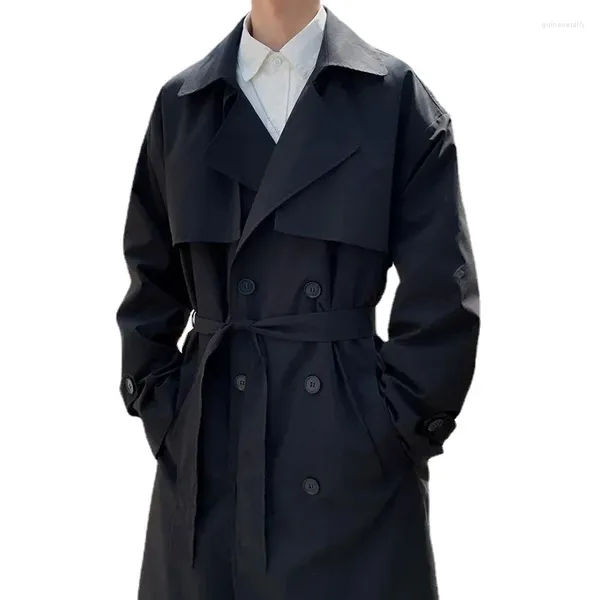 Capas de zanjas para hombres estilo coreano Cazón Autumn Men Streetwear Breakbreaker trenchcoat chaquetas de negocios sólidos sólidos casuales