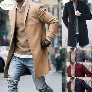 Trenchs pour hommes Linxiqin 2024 Automne Hiver Hommes Veste Mâle Pardessus Casual Solide Slim Long Coton Manteau Streetwear