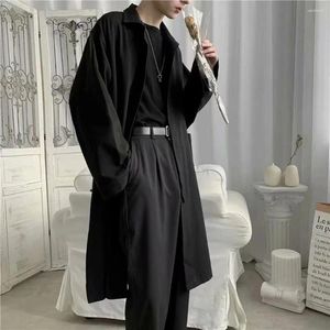 Heren trenchcoats lange jas mantel punk hiphop vest cape mode Koreaanse stijl casual streetwear zwart grijs polyester