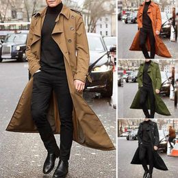 Hommes Trench Manteaux Manteau Long Manches Minces Hommes Veste Coupe-Vent Col Rabattu Coupe-Vent Revers Double Boutonnage Pour Le Bureau