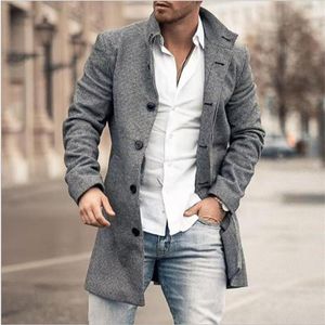 Heren trenchcoats lange jassen herfst mouw knop casual winter bovenkleding herenkleding 2023 Europese Amerikaan