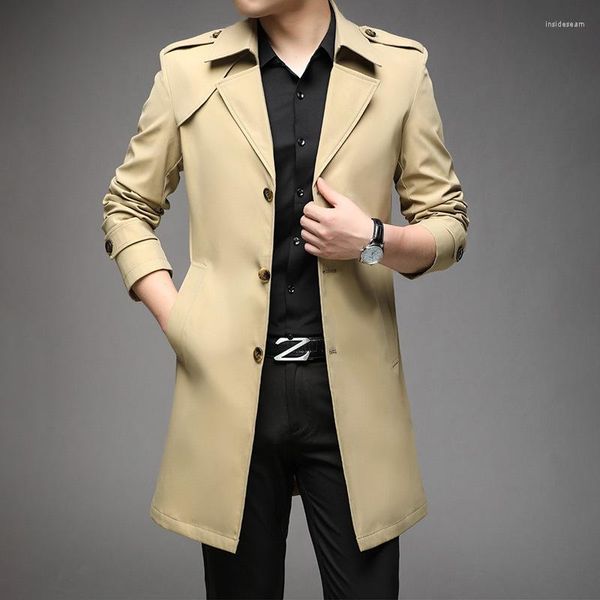 Trench Coats Men's Long Mael Windbreaker Business Casual Classic Classic Classic Men Clothes Veste Extérieur