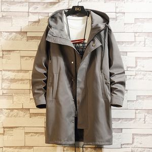 Trenchcoats voor heren M-6XL Trenchcoat voor heren Lente Herfst Herenjas Lange Rits Capuchon Effen Los Casual Mode Koreaans Windjack Kleden Hw83 230828