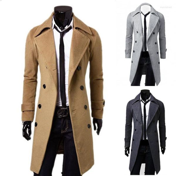 Trench-Coats pour hommes, vêtements surdimensionnés, taille décontractée, pardessus en laine, vestes longues d'affaires, vêtements d'extérieur pour hommes