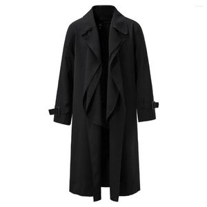 Heren trenchcoats mannelijke lange dunne windjack zwarte jas steampunk kleding gotische middeleeuwse jas originele streetwear ontwerper herfstmantel