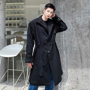 Heren Trench Coats Mannelijke vrouwen Vintage mode Lange jas Khaki Black Outerwear Men Dubbele kraag losse trenchcoat