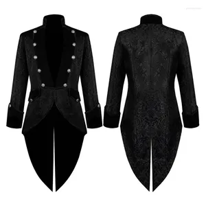 Trenchs pour hommes Veste médiévale Veste noire Tailcoat Vintage Homme Manteau Victorien Gothique Vêtements Steampunk Coupe-Vent Costume d'Halloween