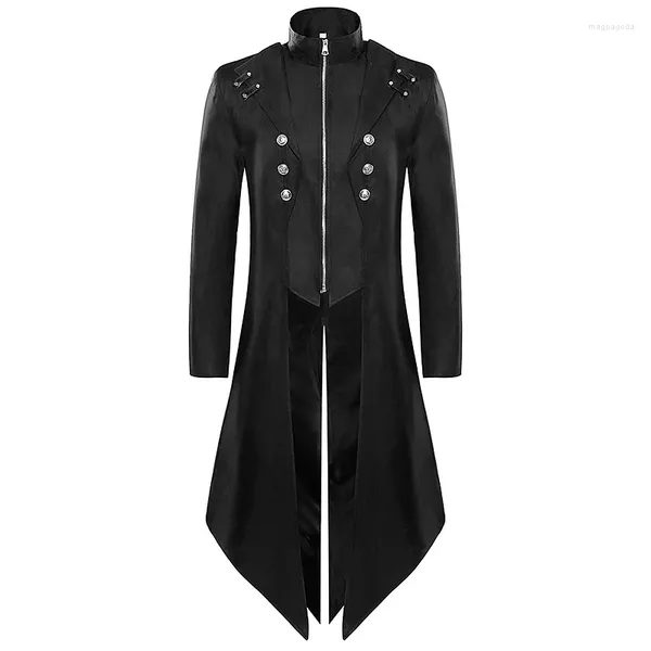 Gabardinas para hombres Chaqueta medieval Abrigo victoriano negro Gótico para hombres Ropa Steampunk Tailcoat Disfraz de Halloween