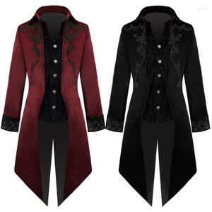 Heren trenchcoats middeleeuwse jas Steampunk gotische slipjas corduroy jas Victoriaanse man kleding uniform Halloween kostuum