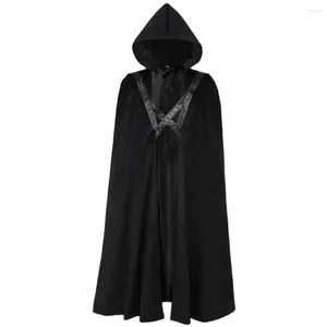 Heren Trench Coats Medieval Knights Halloween Cloak Maxi Hooded Cape Velvet Costume Larp Pirate Leather Armor Men Men Warrior Viking Robe voor