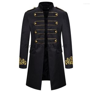 Trenchs pour hommes Veste de costume de broderie pour hommes médiévaux Steampunk Vintage Tailcoat gothique victorien uniforme manteau de bal coupe-vent scène