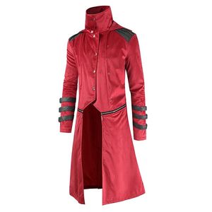 Heren Trench Coats Medieval Mens Jackets Gotisch Steampunk Hooded Party Costume Tailcoat lange mouw jas Cape Role Play