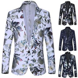 Heren Trench Coats Casual Business Wedding Lange Mouw Print Bloem Pak Jas Jas Casacos de Inverno Masculino Abrigo Hombre