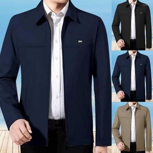 Trenchs d'hommes Manteau pour hommes Couleur unie Col rabattu Cardigan lâche Cardigan d'âge moyen décontracté à manches longues tout match printemps automne veste