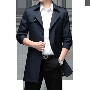 Hommes Trench Coats Hommes Automne Couleur Unie Version Coréenne Veste Simple Poitrine Formelle Long Manteau Mâle Plus La Taille 7XL