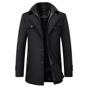 Gabardinas para hombres Abrigos Hombres Otoño Invierno Térmico Clásico Color Sólido Solapa Slim Fit Abrigo Hombre Negocios Ocio Lana Mezclas 220928