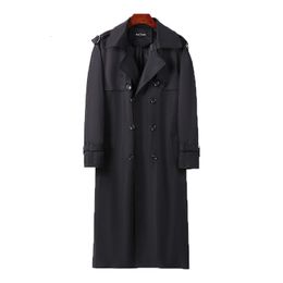 Heren Trench Coats Men Britse stijl Autumn Winter Wind Breaker Super Long Solid Mens over The Knie Business Casual Streetwear 9XL 230404