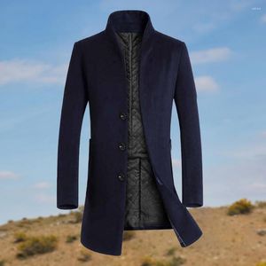 Hommes Trench Coats Hommes Manteau Simple Poitrine Épaissir Hiver Slim Fit Chaud Coupe-Vent Pour Un Usage Quotidien