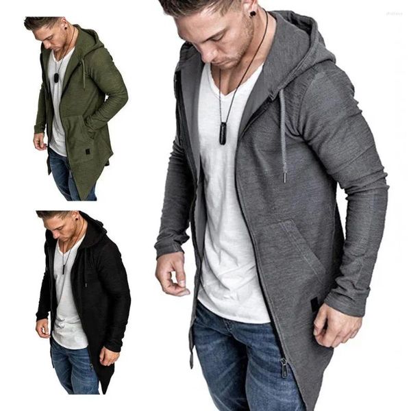 Gabardinas para hombres Chaqueta para hombres Cordón Todo fósforo Outwear Abrigo cálido de longitud media