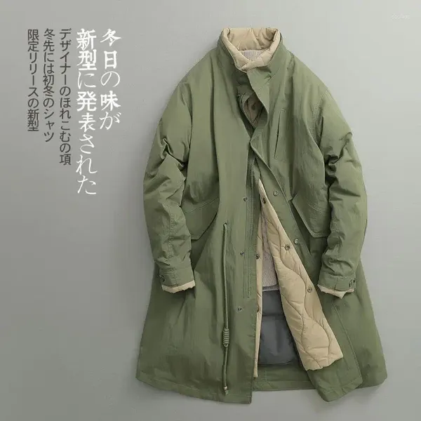 Gabardinas para hombres Abrigos Hombres Estilo japonés y coreano Chaquetas largas Moda Mujeres Sueltas Parkas Cálidas Invierno Vintage 4x