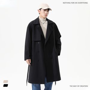 Trenchs d'hommes Hommes Kaki Noir Long Manteau Plus Taille XXXL Garçons Japonais Automne Coupe-vent Veste surdimensionnée Mâle Lâche Casual Vêtements d'extérieur 230831