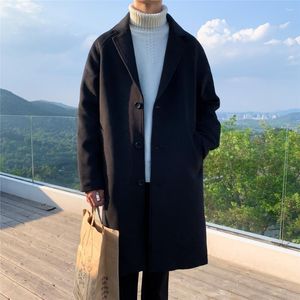 Heren Trench Coats Men Koreaanse mode Winterjas 2022 Coat Mens Oversized Harajuku Overjas mannelijke Japanse streetwear jassen