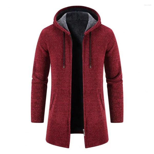 Trenchs pour hommes Manteaux longs pour hommes Sweatercoats d'hiver Cardigans à capuche Pulls Mode Outwear Casual Doublure de laine plus épaisse chaude