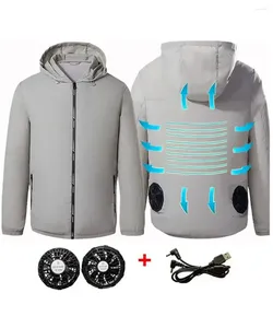 Heren Trench Coats Men Outdoor Summer Coat USB Elektrische ventilator Koel Jackets Airconditioning Kleding Koppelpap