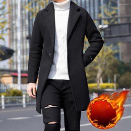 Hommes Trench Coats Hommes Pardessus Simple Coupe-Vent Poches Coupe-Vent Style Coréen Mi-long Manteau Streetwear