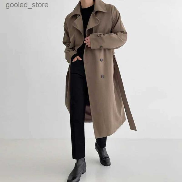 Gabardinas para hombres Hombres de gran tamaño Cortavientos Tendencia coreana Longitud media Abrigo guapo Moda Chaqueta larga suelta para mujeres Invierno Otoño Ropa para hombres Q231118