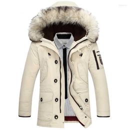 Gabardina para hombre, chaqueta de plumón de pato blanco de marca informal 2022 para hombre, abrigo largo grueso cálido de invierno para hombre, abrigo de piel sintética a prueba de viento