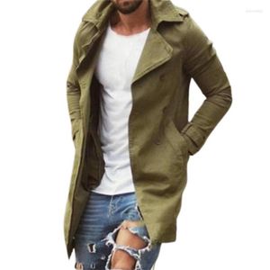 Heren Trench Coats Heren Britse stijl Men Coatzakken Oversize Windscheper Cardigan Slim Manne Male Solid Color Long Jacket 2022 Winter