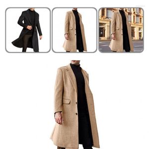 Trench-coats pour hommes pour hommes longs revers élégants tout match manteau veste d'hiver