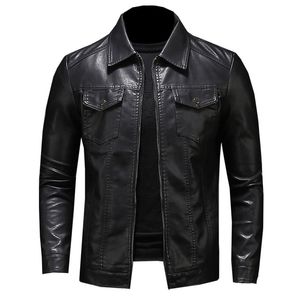 Heren Trench Coats Heren Motorfiets Leather Jacket Grote maten Pocket Black Zipper Rapel Slim Fit mannelijke veer en herfst Hoge kwaliteit PU-jas M-5XL 230822