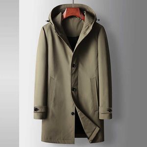 Trenchs de designer pour hommes Trenchs pour hommes Automne / Hiver Mi-longueur à capuche Junior Light Luxury Business Casual No Iron Trench Manteau à la mode