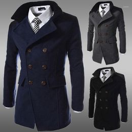 Herren Trenchcoats Herren Trenchcoats Modemarke Winter Langer Mantel Männer Gute Qualität Zweireiher Wollmischung Mantel für Größe 3xl1 Z0M9