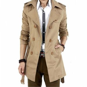 Trenchs pour hommes Manteaux pour hommes Veste coupe-vent Vintage Noir Kaki Printemps Automne Business Trench Mâle Double Boutonnage Rétro Classique Long Manteau Hommes 220907