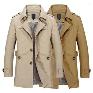 Trenchcoats voor heren Heren jack met enkele rij knopen Casual stijlvolle reversjas met lange mouwen, enkele rij knopen, middellang