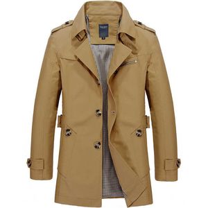 Trench Coats Hommes printemps automne nouvelle couleur unie affaires loisirs longue veste mâle mode coton pardessus coupe-vent veste Men Trench Coat T221102