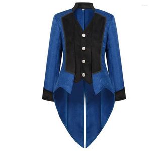 Heren trenchcoats heren Steampunk staart jas zwart gothic Victoriaanse japon jacquard kleding aankleden blauw lente herfst