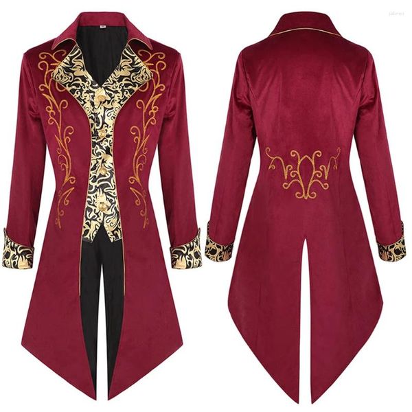 Gabardinas para hombres Abrigos para hombres Tops Chaqueta victoriana gótica Tailcoat Patchwork Vintage Medieval Renaissance Dress Up Hombre Ropa