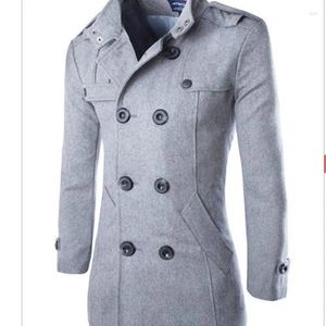 Herengeuljagen mannen winter wollen jas hoge kwaliteit vaste kleur eenvoudige melanges wollen erwten mannelijke casual overjas 2024
