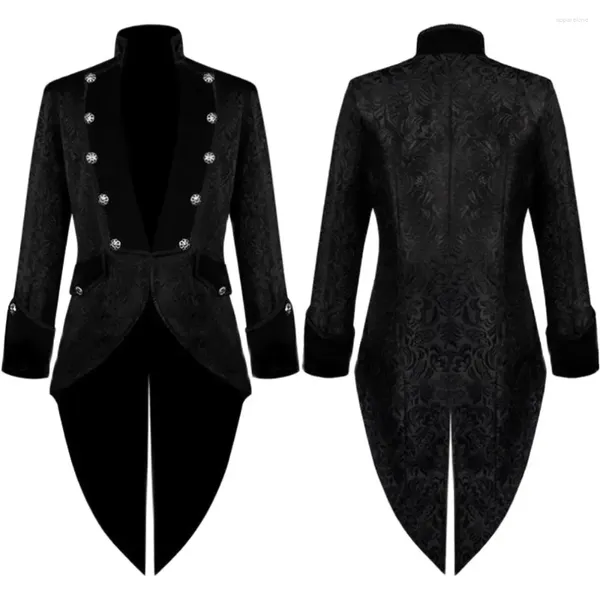 Trench Coats Men Men Femmes Halloween Gothic Medieval Steampunk Robe cosplay Costume Velet Stand Collaccoat Vampire Vester de scène