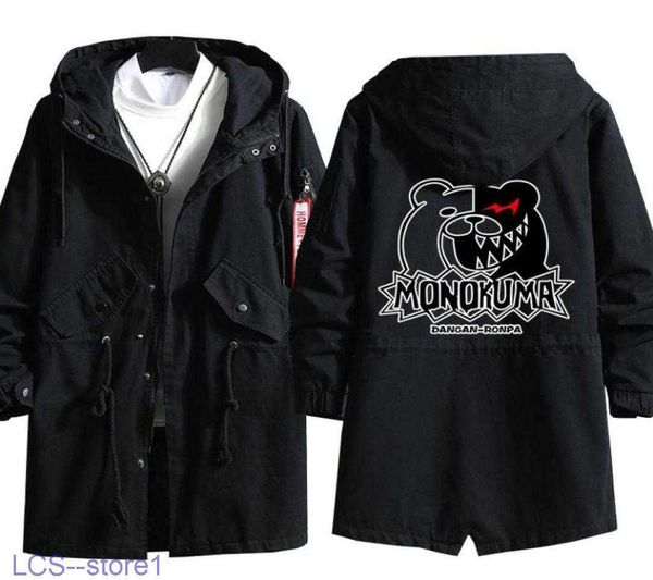 Gabardina para hombre Men039s Anime Danganronpa Cosplay Sudadera con capucha Monokuma 3d Print Singlebreasted Abrigo con capucha Moda Casual Black Jacket9816755